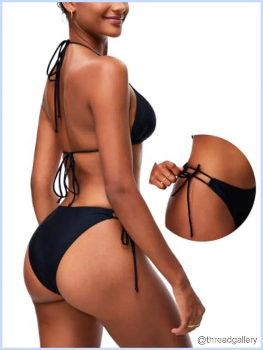 2 Piece Halter Triangle Bikini Set Women Brazilian String Swimwear Full